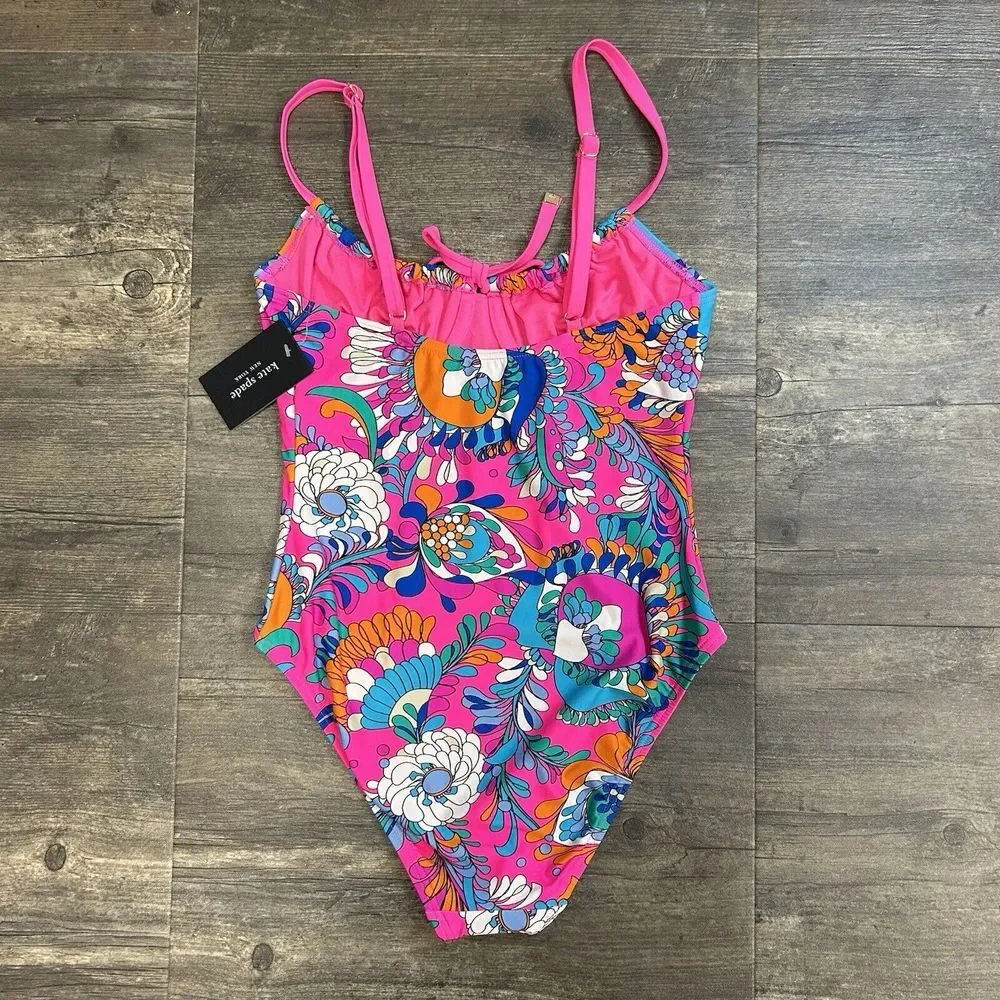 NWT Kate Spade Cinch Front Underwire One Piece Swimsuit Size S Radiant Pink (135